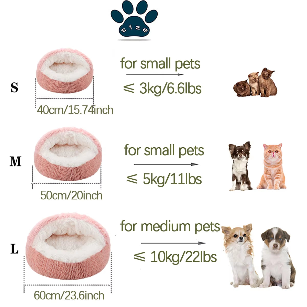 Indulge Your Feline Friend with the Cozy Round Fluffy Hooded Cat Bed - Perfect for Indoor Cats and Small Dogs!