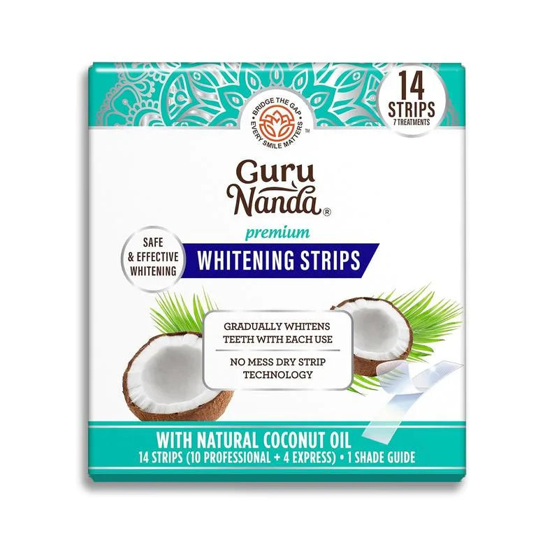 Experience Brilliant Smiles with Guru Nanda's Coconut Oil Teeth Whitening Strips - Factory Direct!