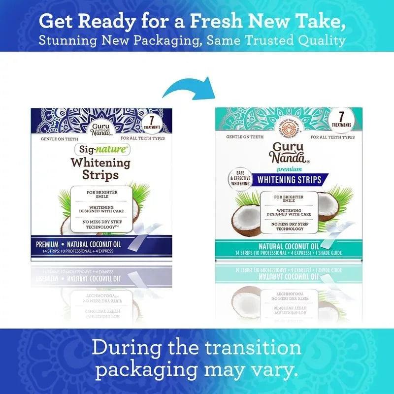 Experience Brilliant Smiles with Guru Nanda's Coconut Oil Teeth Whitening Strips - Factory Direct!