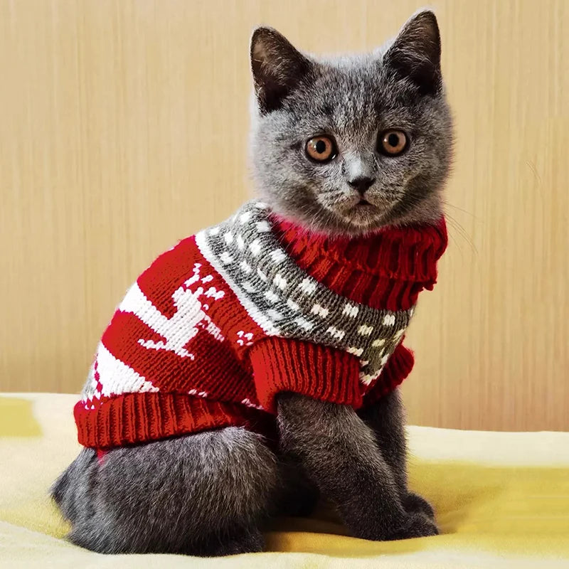 Cozy Cartoon Cat Sweater - Winter Essential for Your Feline Friend