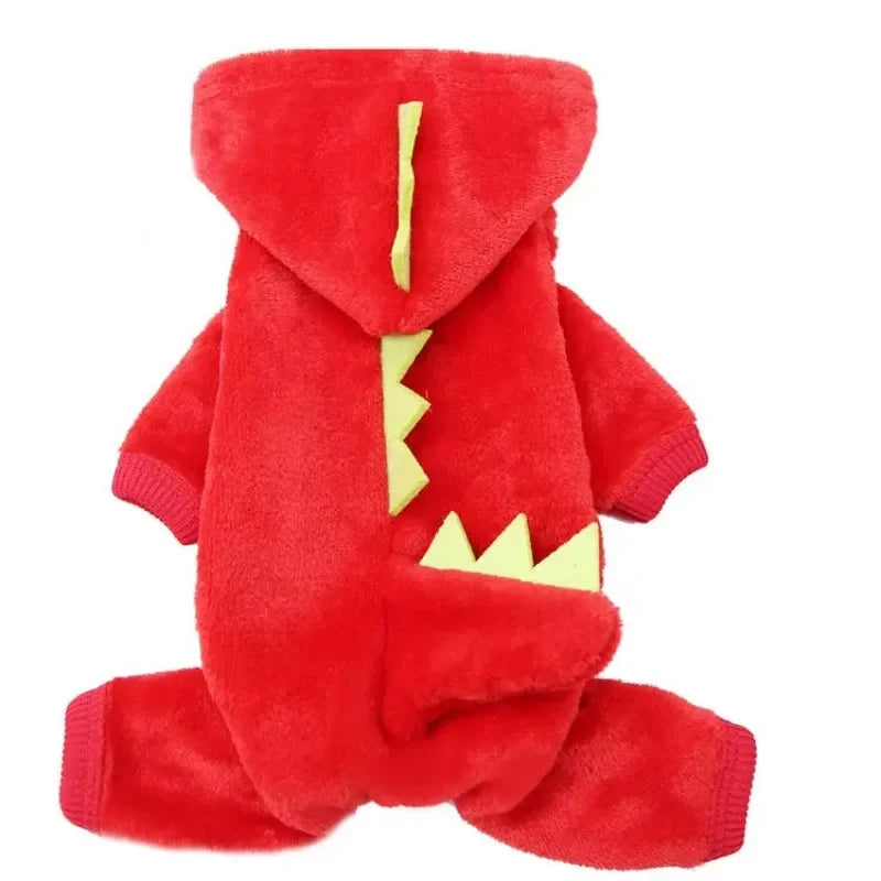 Cozy Dinosaur Fleece Dog Jumpsuits - Perfect Winter Warmth for Your Furry Friends!