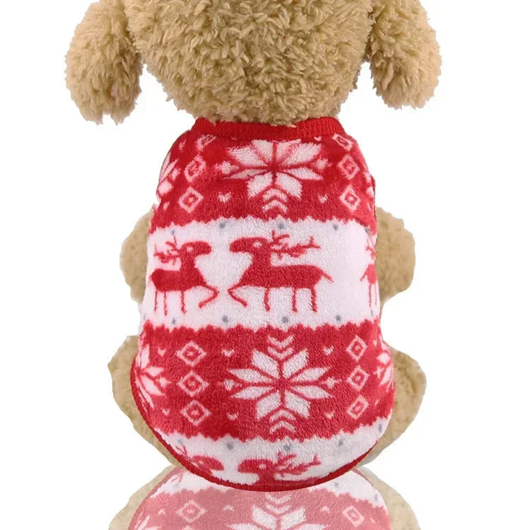 Cozy Christmas Dog Coat - Winter Warmth for Small and Medium Dogs with Adorable Elk and Santa Claus Design