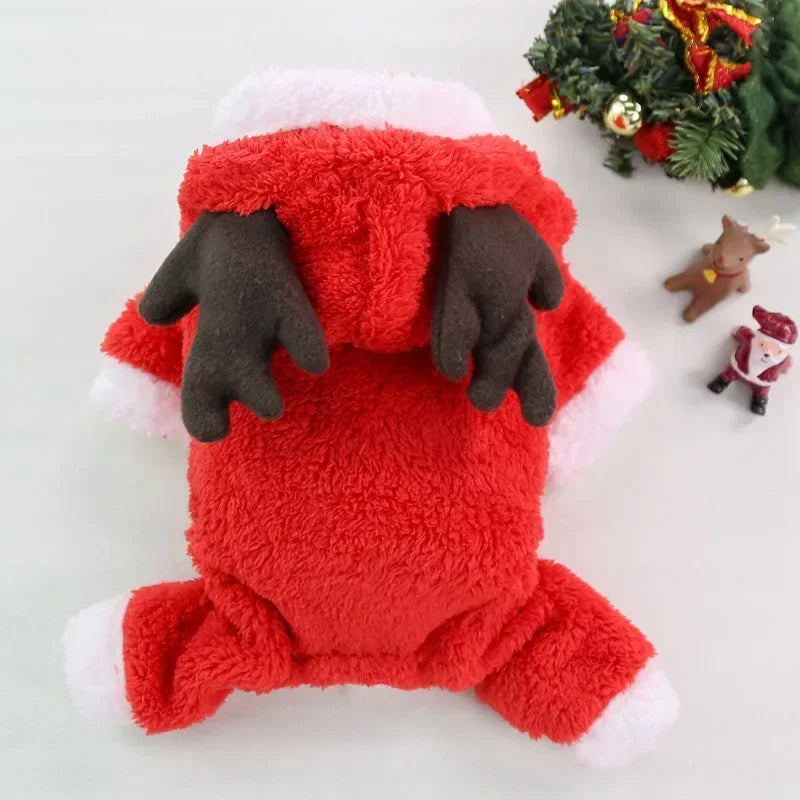 Cozy Christmas Dog Coat - Winter Warmth for Small and Medium Dogs with Adorable Elk and Santa Claus Design