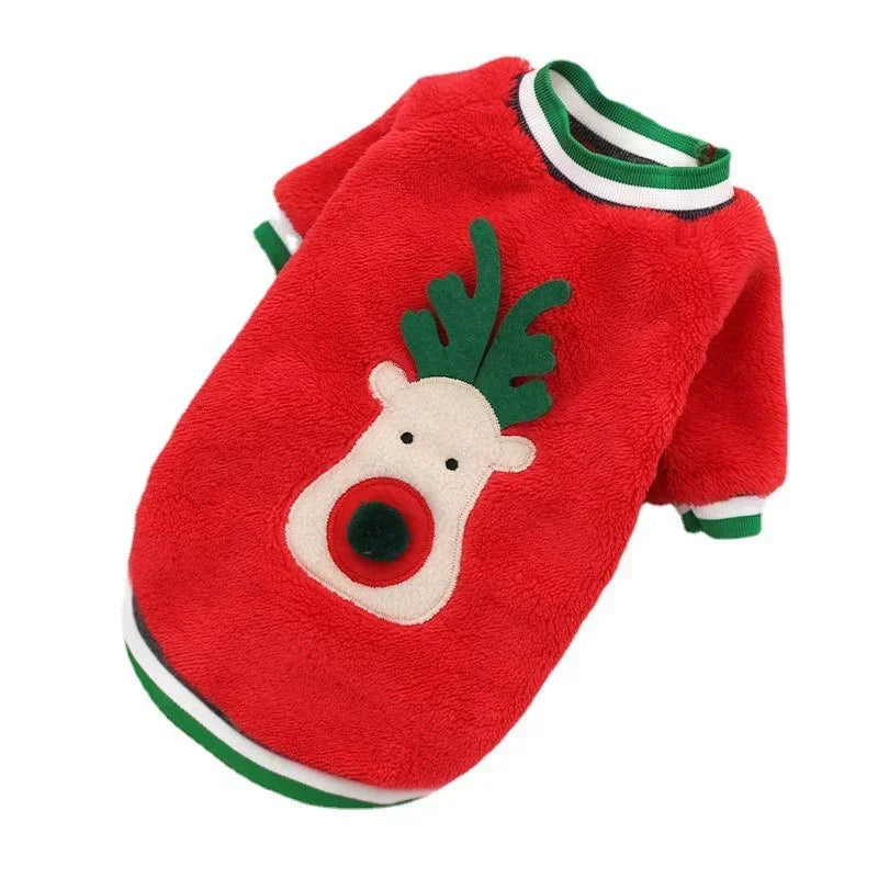 Cozy Christmas Dog Coat - Winter Warmth for Small and Medium Dogs with Adorable Elk and Santa Claus Design