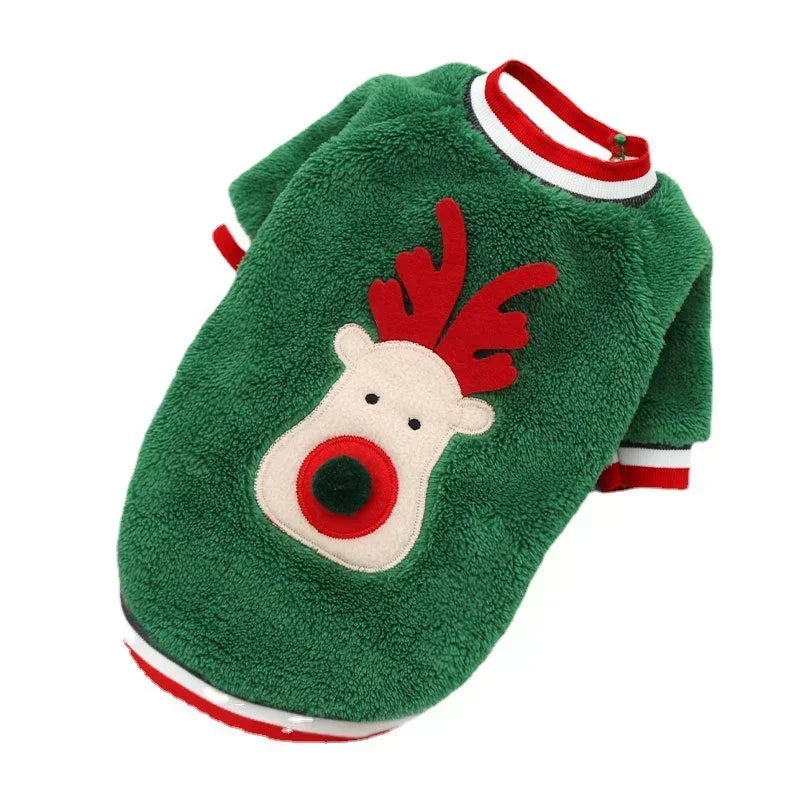 Cozy Christmas Dog Coat - Winter Warmth for Small and Medium Dogs with Adorable Elk and Santa Claus Design