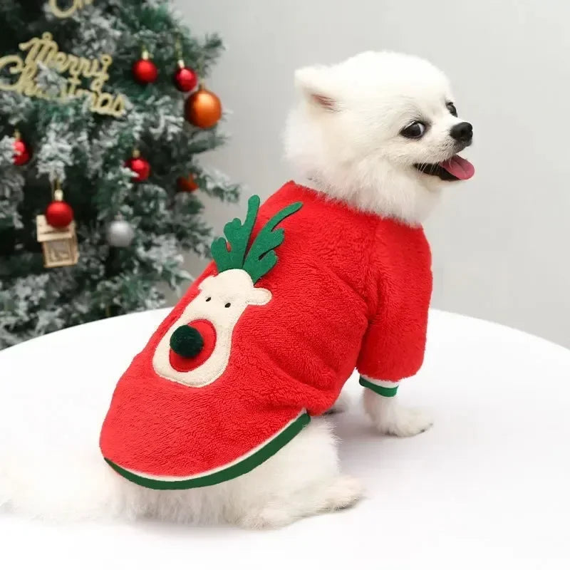 Cozy Christmas Dog Coat - Winter Warmth for Small and Medium Dogs with Adorable Elk and Santa Claus Design