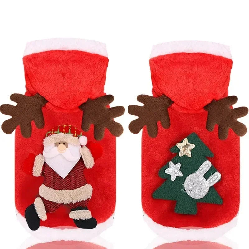 Cozy Christmas Dog Coat - Winter Warmth for Small and Medium Dogs with Adorable Elk and Santa Claus Design